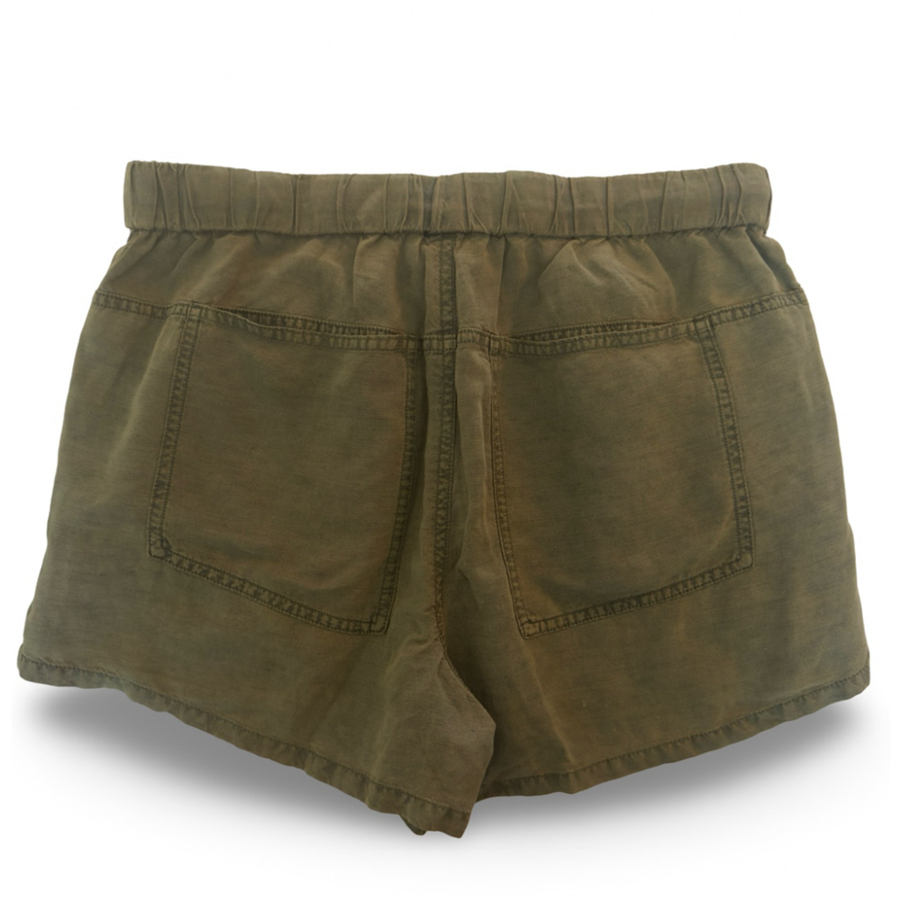 Anthropologie Olive Green Drawstring Linen-Blend Shorts - Size‎ S - Picture 3 of 6